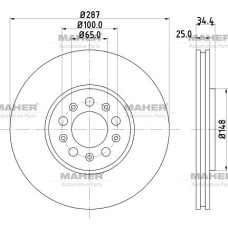 Seat İbiza Volkswagen Polo MAHER-MHR-03744 Fren Di̇ski̇ Polo / İbi̇za / Fabi̇a 10= Ön 288 -5 / 9 Pro Özel Kaplama (2 Adet) Seat İbiza Volkswagen Polo MAHER-MHR-03744 Fren Di̇ski̇ Polo / İbi̇za / Fabi̇a 10= Ön 288 -5 / 9 Pro Özel Kaplama (2 Adet)